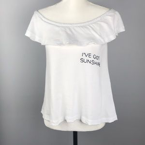 Wildfox ,,Sunshine“ Off the shoulder Graphic Tee